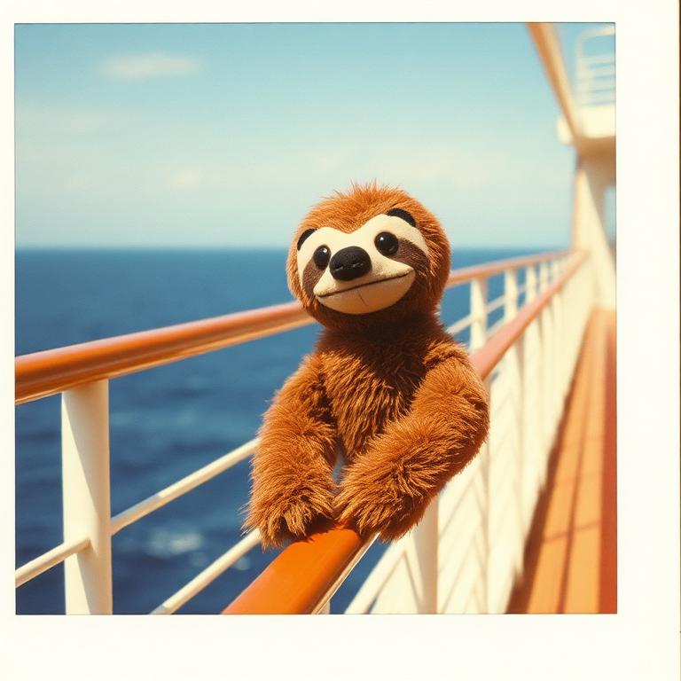 Bert sitting on a cruise ship railing